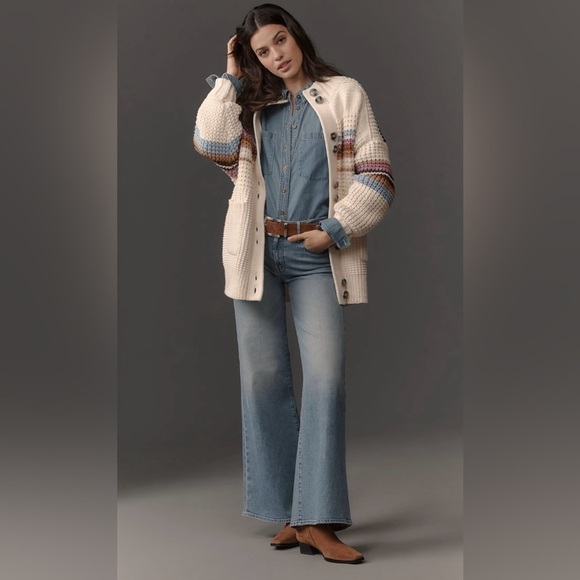 Anthropologie x Maeve High-Collar Mixed-Stitch Cardigan Sweater Size XS NWT - Picture 4 of 12